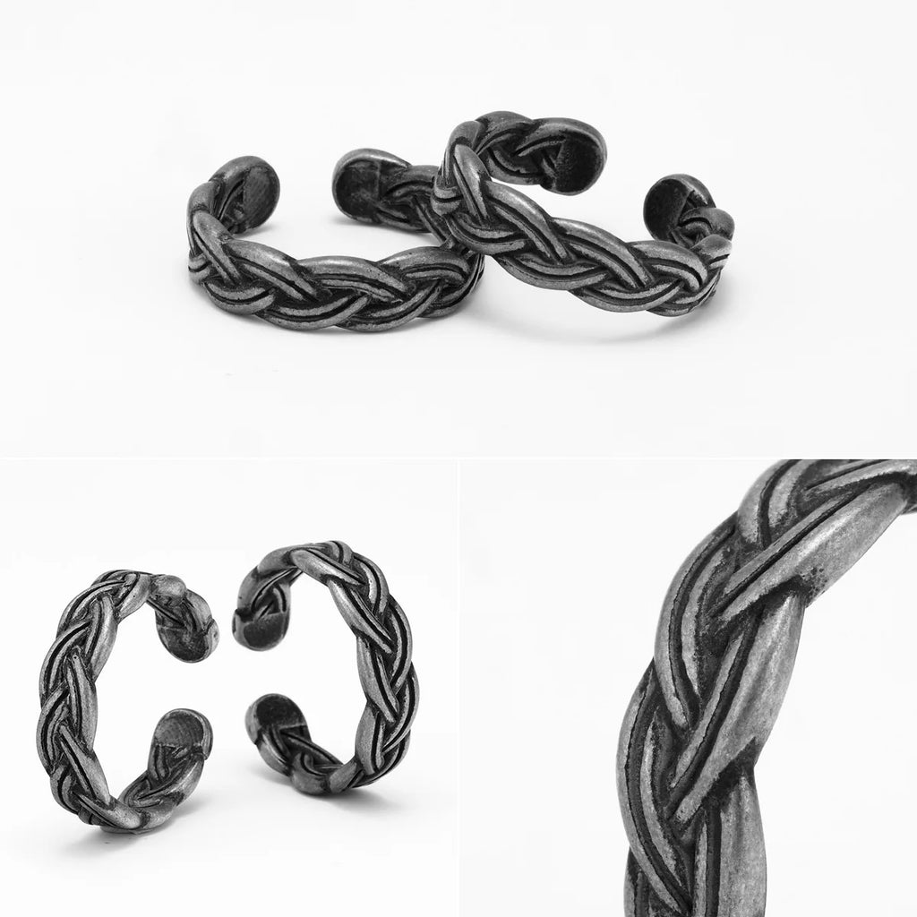 Braid Open Ring Stainless Steel Retro