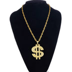 Fashion 18K Golden Plated Hip Hop Rock Necklace Stainless Steel US Dollar Money Sign Pendant Necklace Mens Women