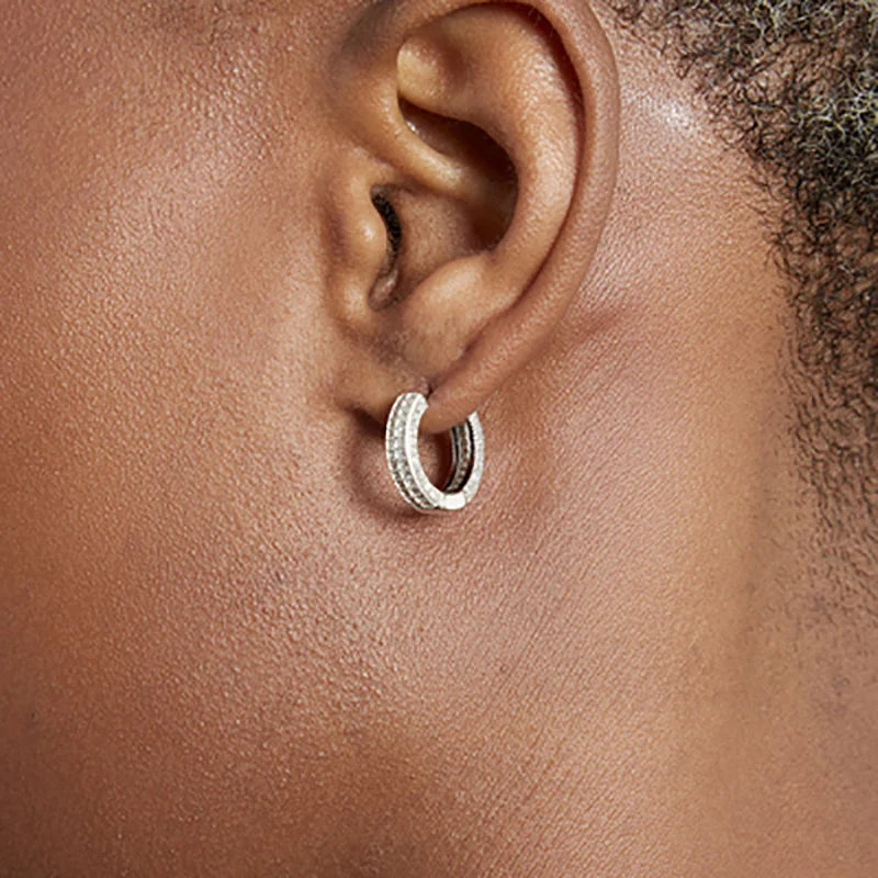 Iced Out Hoop Earrings — Stainless Steel