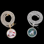 Iced Out Photo Pendant Necklace 35MM Circle