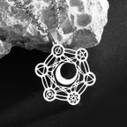 Stainless Steel Solomon Religious Seven Archangels Compass Pendant Necklace Men's Retro Lucky Amulet Jewelry