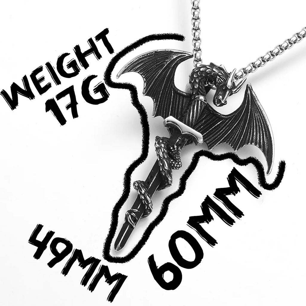 Dragon Slaying Sword Pendant Necklace — Stainless Steel