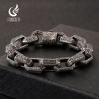 Fongten Vintage Square Bracelet For Men Stainless Steel Totem Viking Charm Heavy Bracelets Bangle Male Jewelry Pulsera