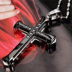 Iced Out Cross Black Pendant Zircon Punk