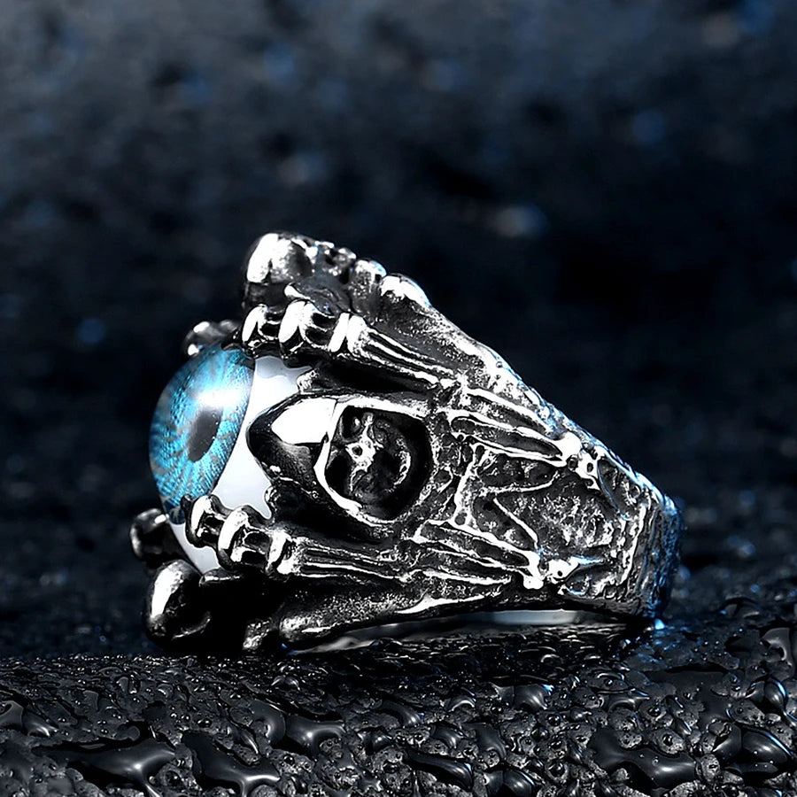 Retro Devil Teeth Eyes Shape Rings for Men Women Punk Devil Eye Ring Hip Hop Rock