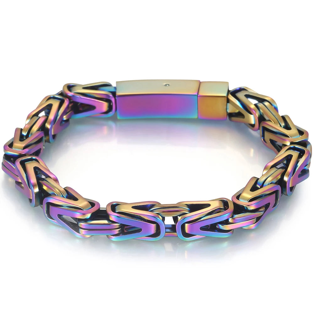 Gold Color Bracelet for Men Stainless Steel 8MM V Shape Chain Men's Wrist Arm Jewelry Birthday Gifts for Boys Him