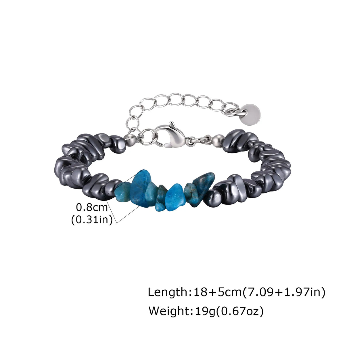 Irregular Black Stone Bracelet for Men — Stainless Steel