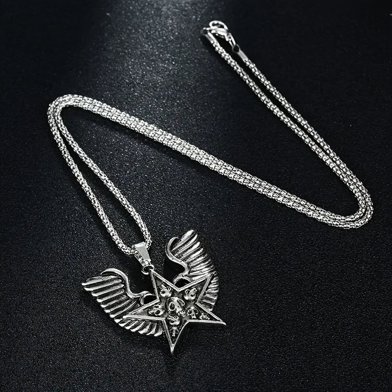 Star Skeleton Wing Pendant Necklace — Gothic