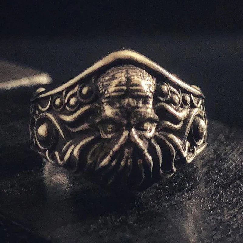 Retro Cthulhu Ring For Men Silver Color Punk Gothic Rock Hiphop Ring Designer Jewelry Biker Accessories Creative Gift