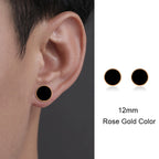Trendy HipHop Titanium Steel Round Men's Stud Earrings Hippie Stainless Steel Black Drip Earings for Men Couple