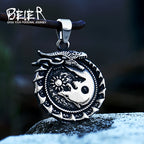 Viking Dragon Stainless Steel Pendant Necklace