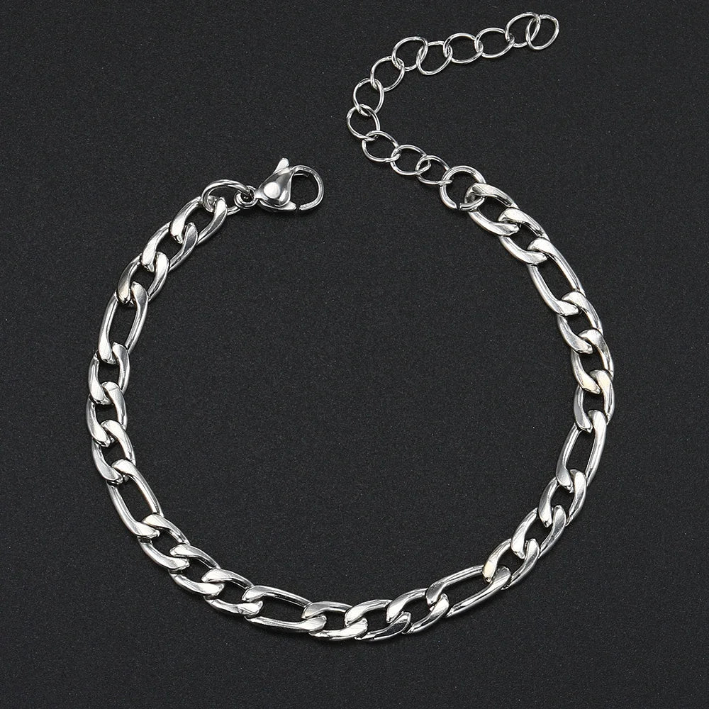Gold Figaro Bracelet 316L Stainless Steel 5MM