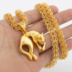 Crocodile Pendant 18K Luxury Gold Color Neclace Chain Dubai Jewelry Fashion African Gold Plated Statement Pendant Set Daily Wear