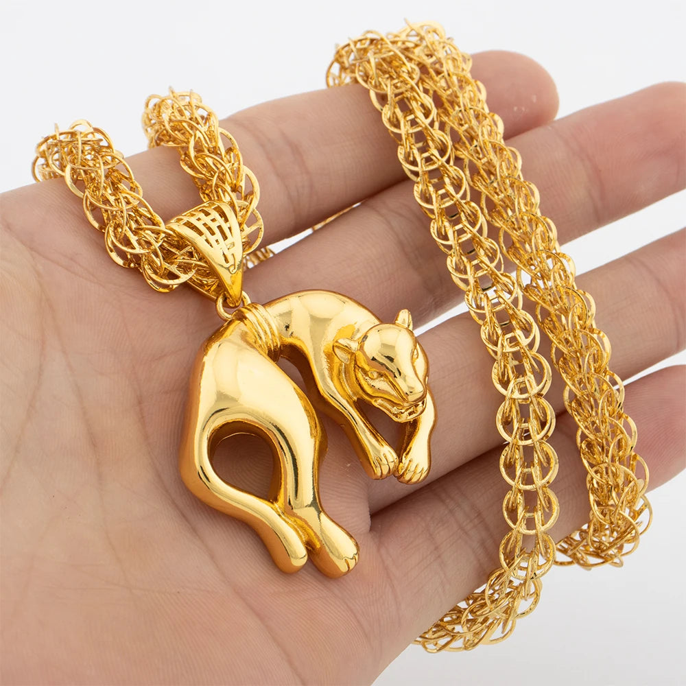 Crocodile Pendant 18K Luxury Gold Color Neclace Chain Dubai Jewelry Fashion African Gold Plated Statement Pendant Set Daily Wear