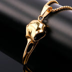 Retro Viking Raven Skull Pendant Necklace for Men Women 316L Stainless Steel Crow Skull Necklaces Fashion Jewelry Gift Wholesale