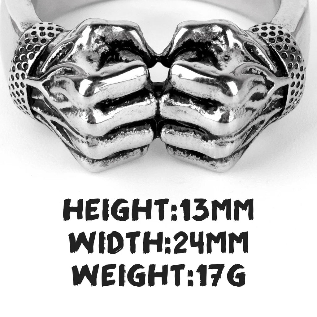 316L Stainless Steel Angry Fist Power Man Men Rings Punk Rock Hip Hop Creativity Personality for Male Boy Fashion