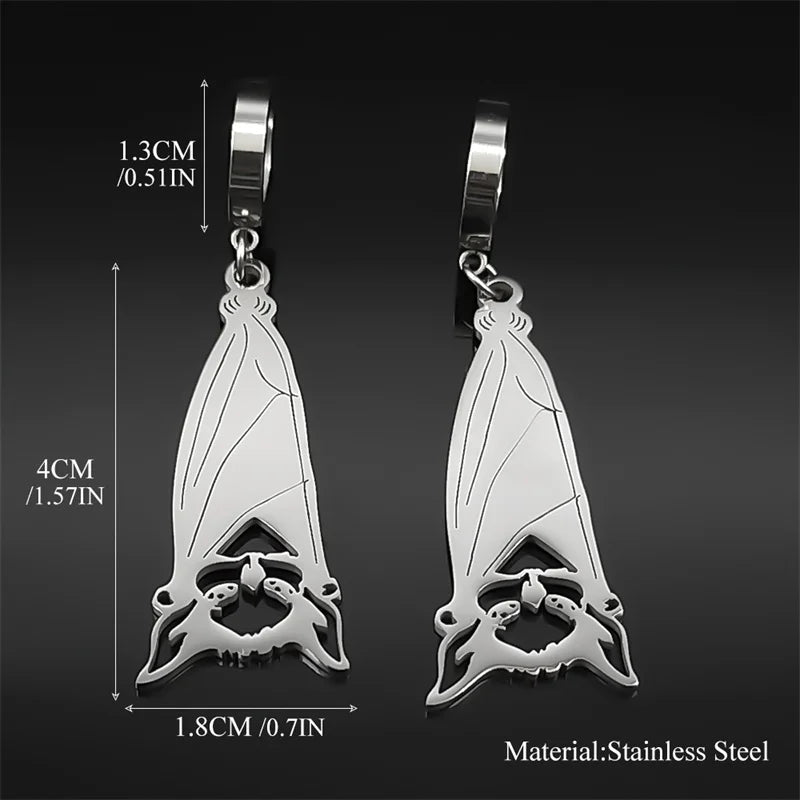 Gothic Silver Pendant Dark Style Owl Long Drop
