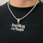 Hip Hop Street Style realhasta lamuerte Letter Bling Pendant Necklace 4mm Bling chain Iced out Bling For Rapper Cool Jewelry