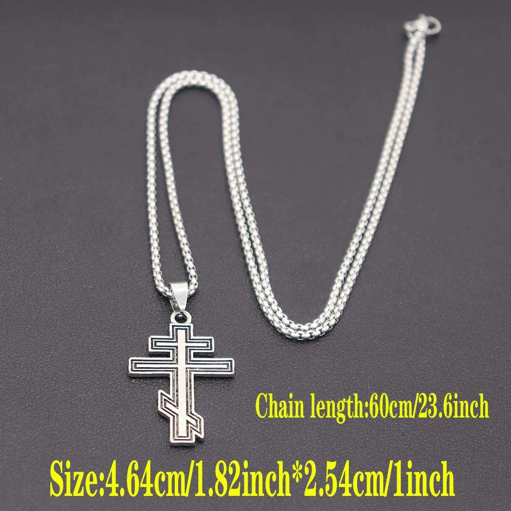 Russian Orthodox Byzantine Cross Pendant Necklace — Zinc Alloy