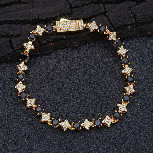 Black Star Tennis Bracelet Statement