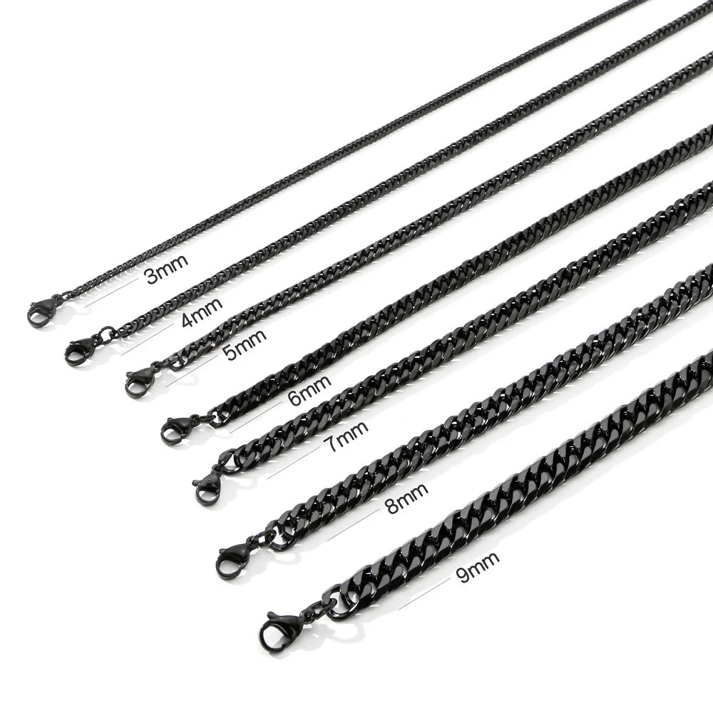 Punk Style Double Woven Six Sided Cuban Chain Stainless Steel Necklace Basic Hip Hop Men's Necklace Fashion Jewelry Accessories