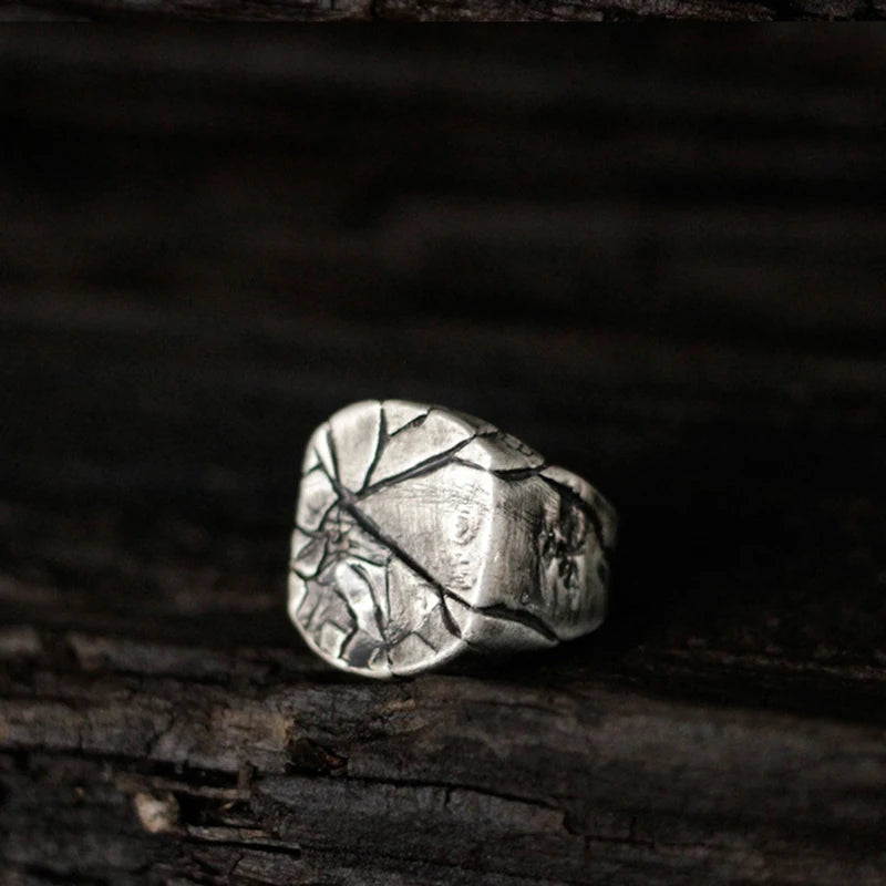 Cracking Rock Statement Ring — Silver