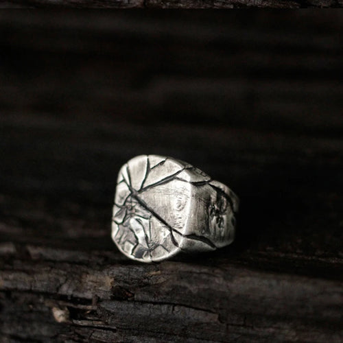 Cracking Rock Statement Ring — Silver