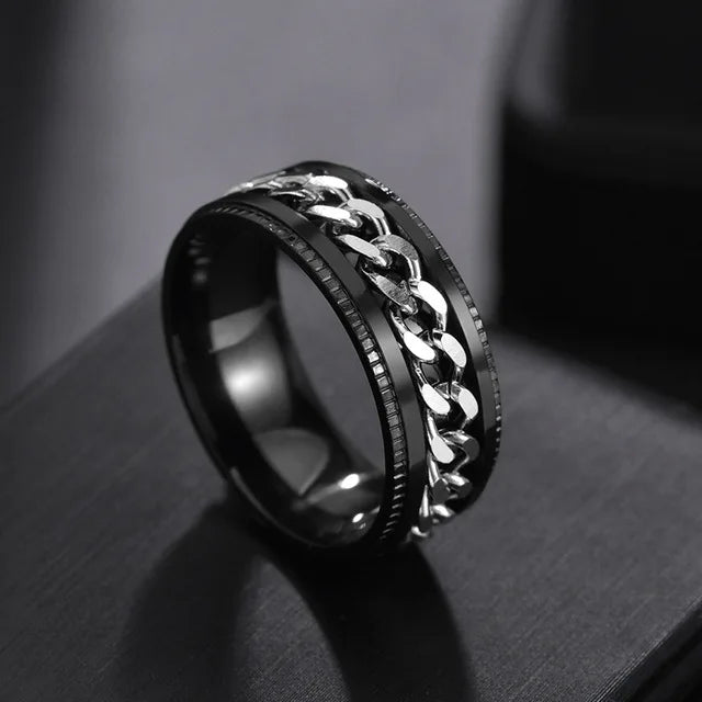 Rotatable Chain Spinner Ring — Two-Tone