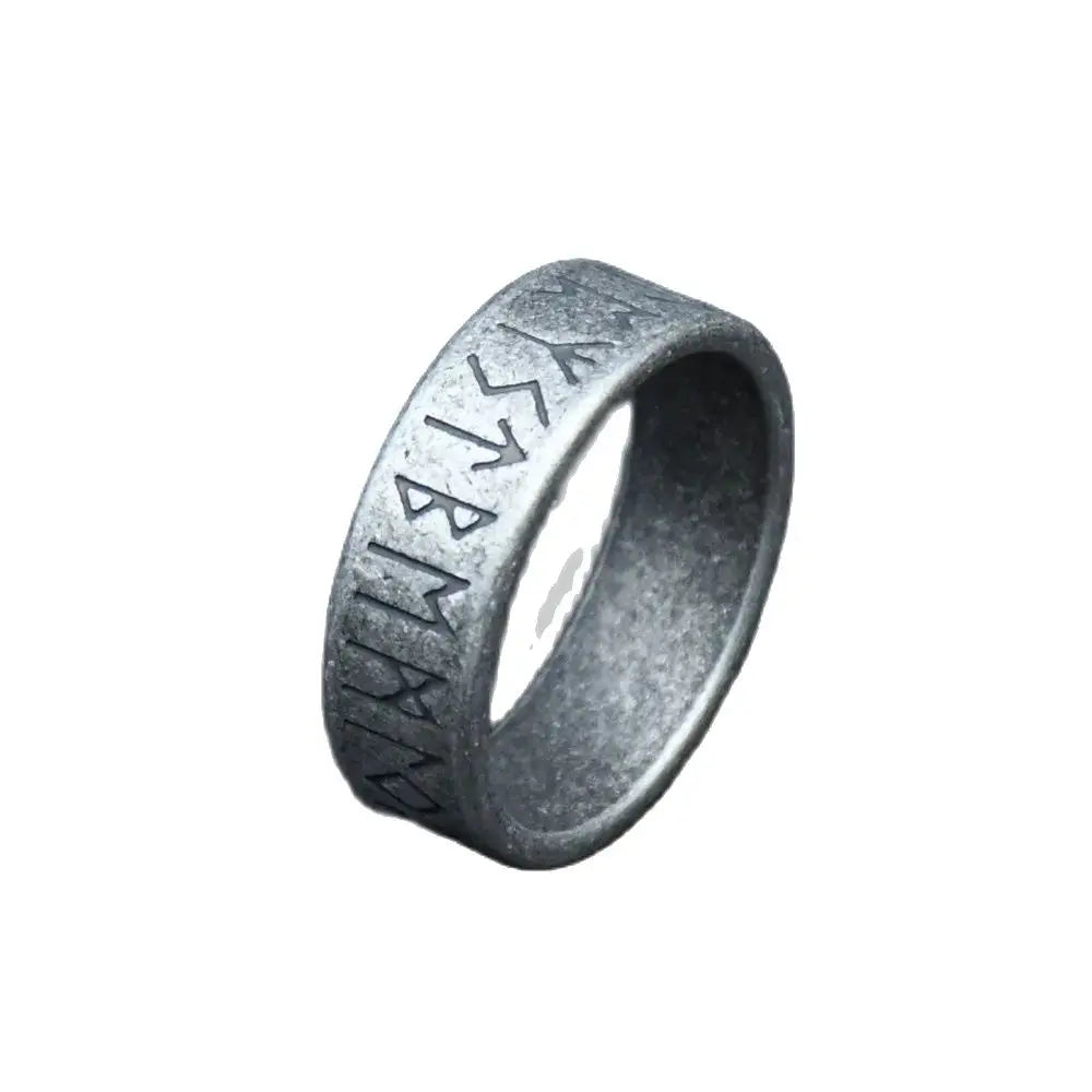 Viking Futhark Runes Vegvisir Ring for Men — Stainless Steel