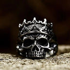 Retro Crown Skull Ring For Men Silver Color Punk Gothic Rock Hiphop Open Ring Handmade Designer Jewelry Biker Accessories Gift