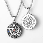 Star Moon Pendant Necklace Stainless Steel Vintage