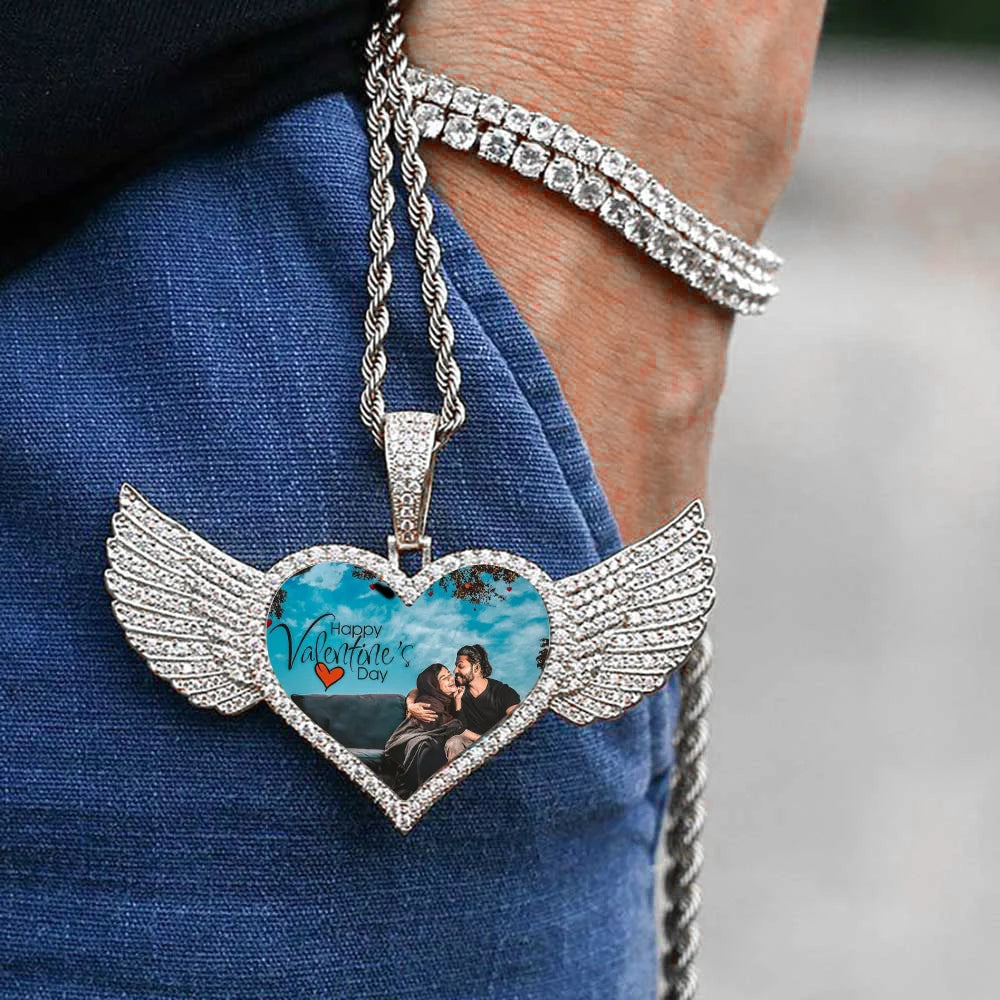 Heart Photo Pendant Necklace Stainless Steel