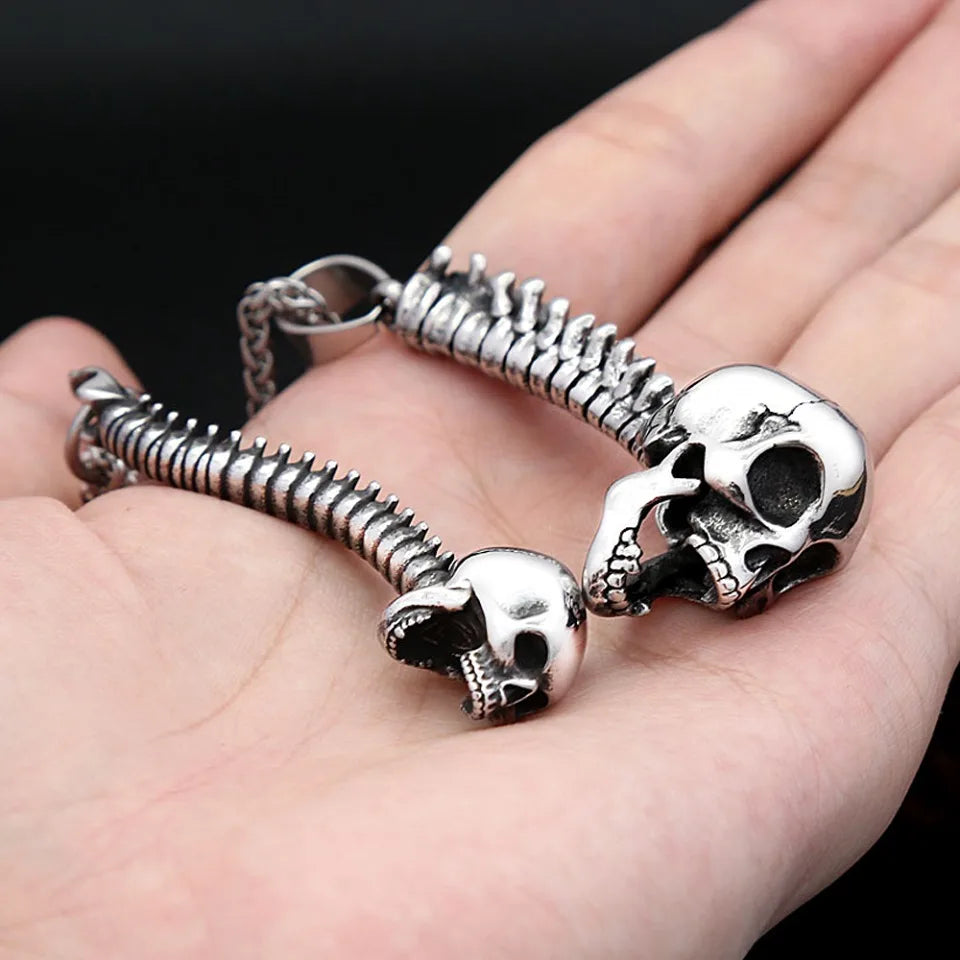 Gothic Skeleton Stainless Steel Pendant Necklace