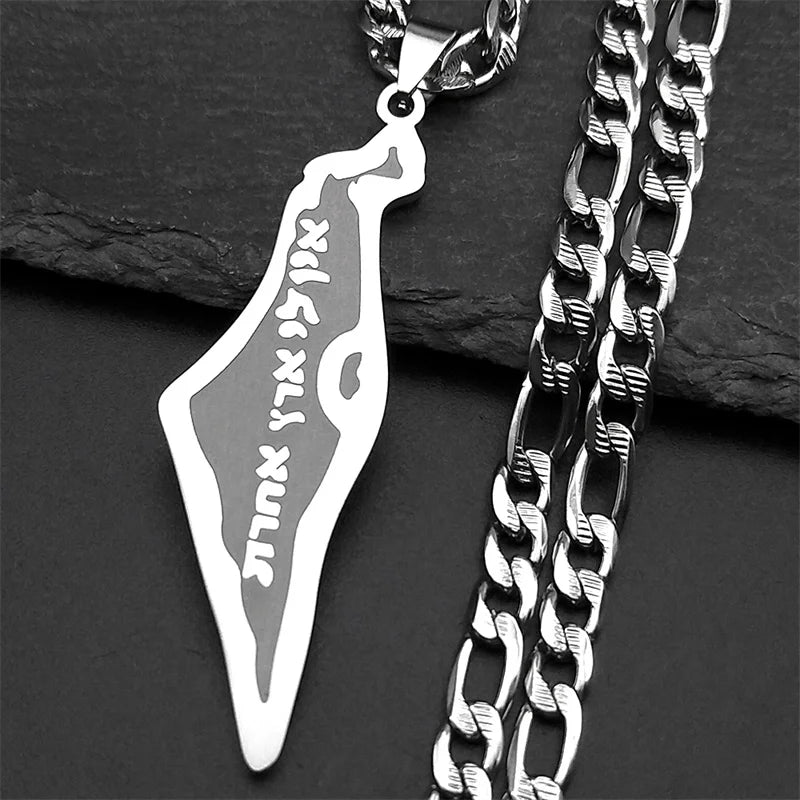 Israel-Palestine Map Pendant Necklace — Gold-Tone