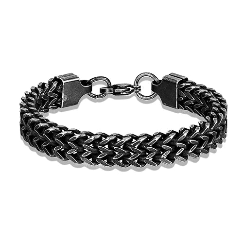 Black Reversible Double Chain Bracelet — Stainless Steel