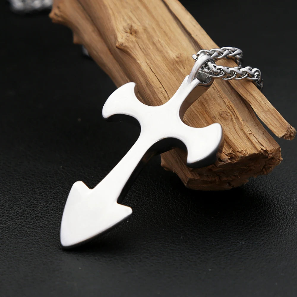 Templar Cross Steel Pendant Vintage Punk Knight