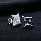 Iced Out Square Stud Earrings — 925 Silver