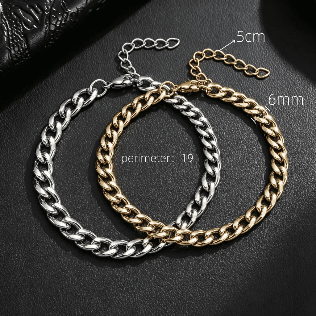 Width 6/8mm 316L Stainless Steel Men's Goth Y2K Cuban Style Fashion Bracelet America N Retro Steampunk Accessories