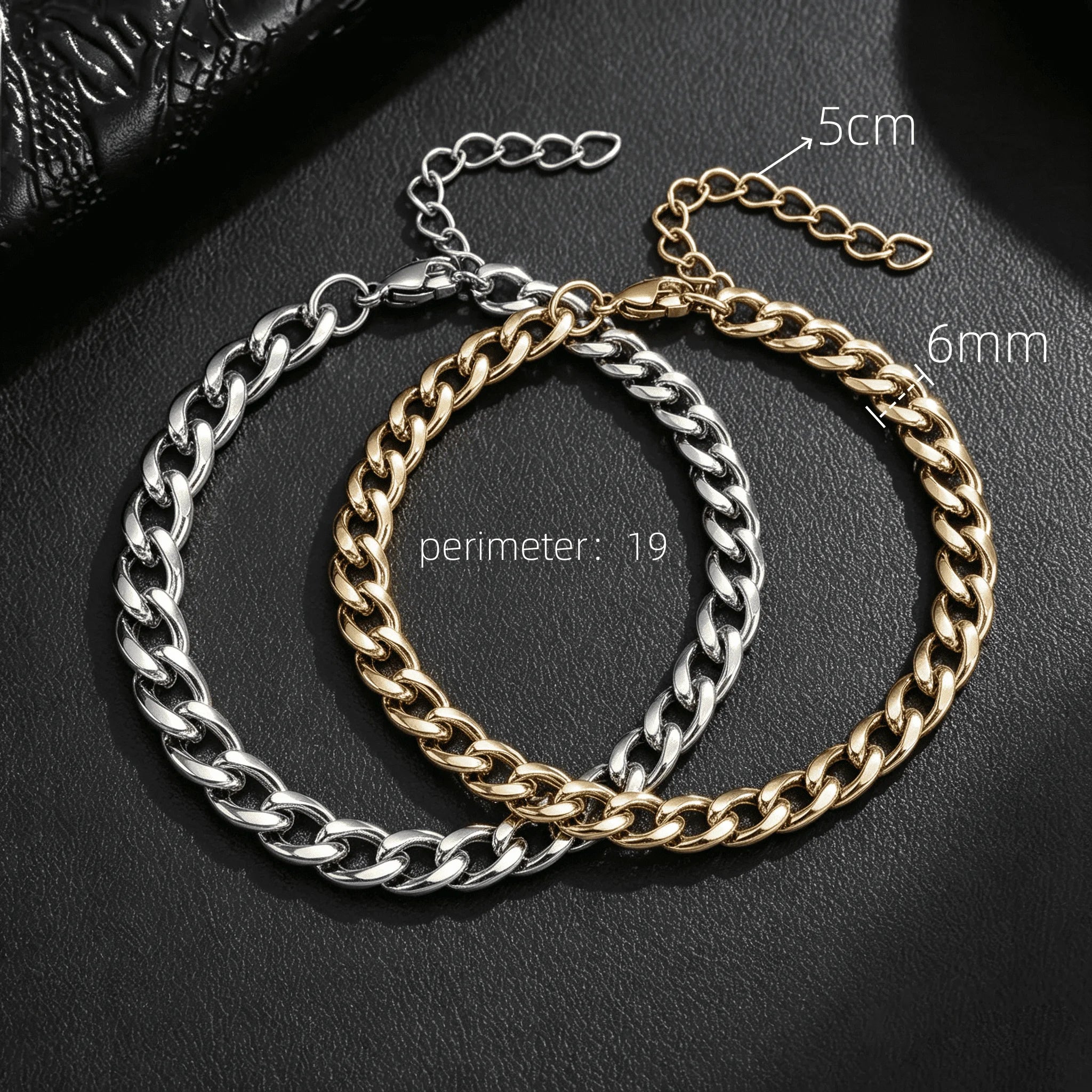 Width 6/8mm 316L Stainless Steel Men's Goth Y2K Cuban Style Fashion Bracelet America N Retro Steampunk Accessories