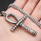 Cross Anubis Steel Pendant Vintage Egyptian Eye