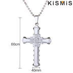 Stainless Steel Cross Pendant Necklace for Men Silver Gold Black Zirconia Jesus Cross Jewelry