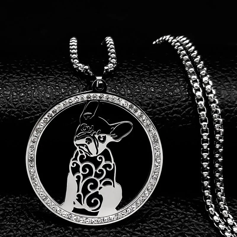 Iced Out Silver Chain French Bulldog Chihuahua