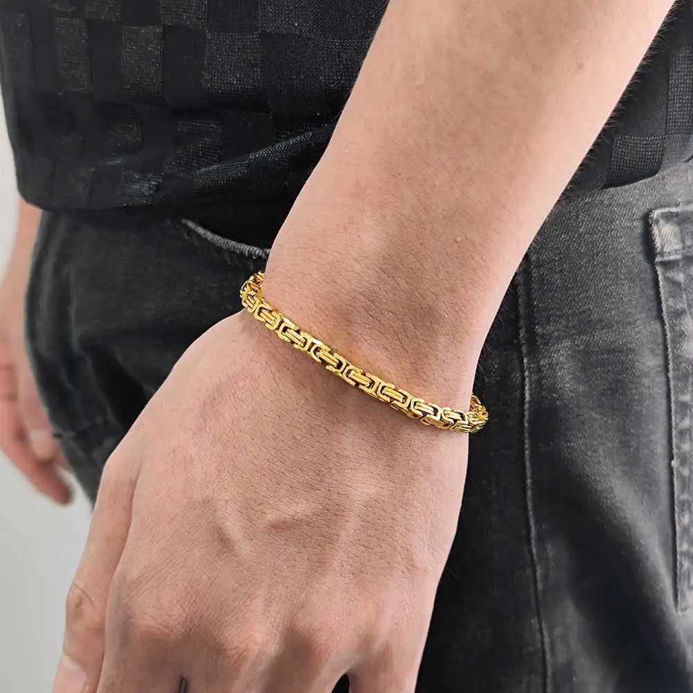 Byzantine Chain Necklace 4mm with Lobster Clasp — Stainless Steel