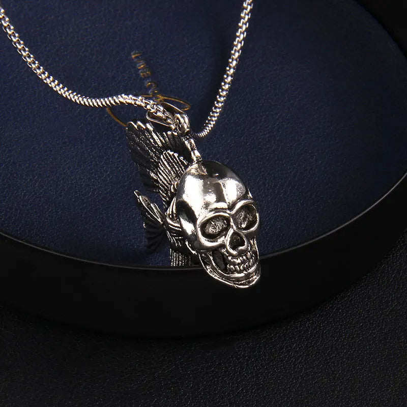 Skull Fish Steel Pendant European American Retro