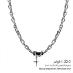 Silver Cross Pendant Chain Necklace Titanium Steel