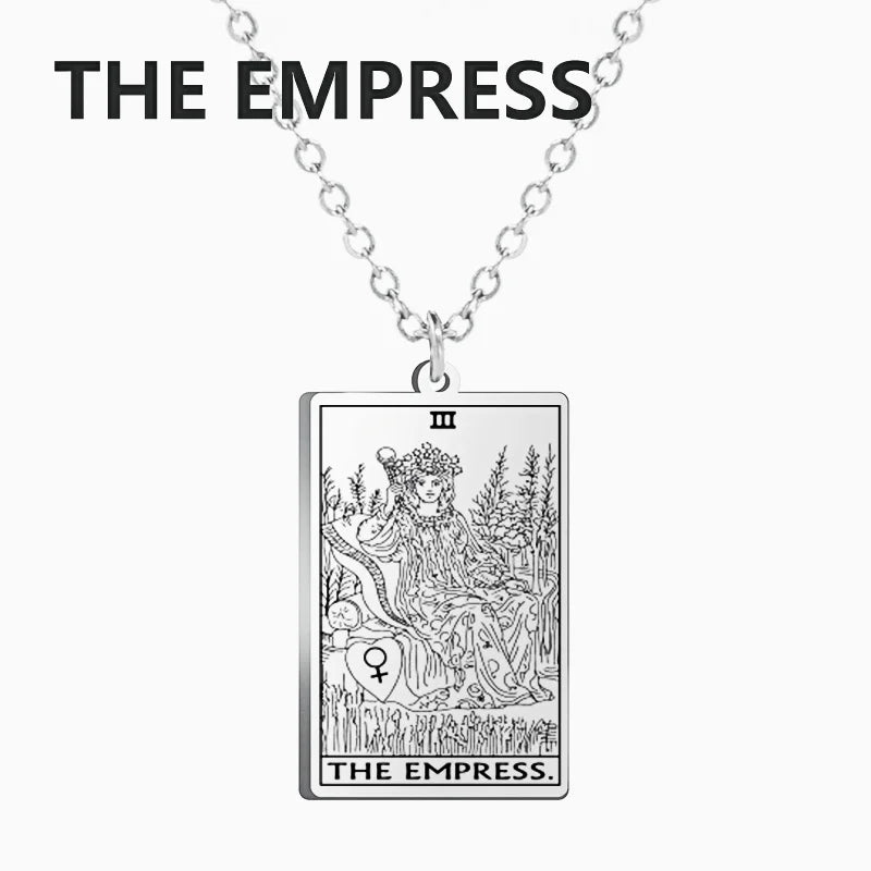 LIKGREAT Tarot Card Necklace Major Arcana Tarots Stainless Steel Necklaces Divination Jewelry Birthday Gift for Women
