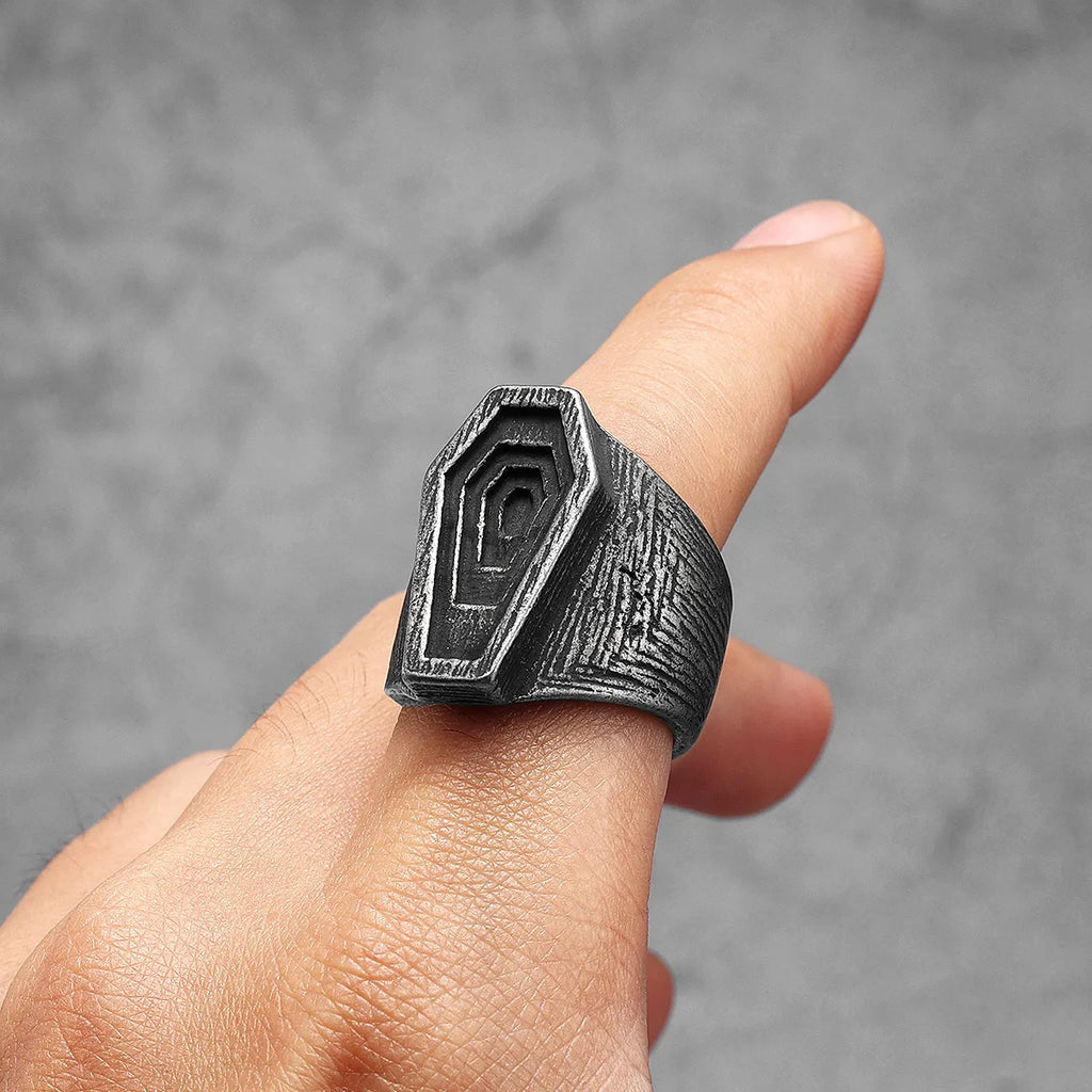 Black Cross Bible Ring — Stainless Steel