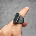 Black Cross Bible Ring — Stainless Steel