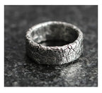 Trendy Cracked Stone Pattern Ring For Men Jewelry Popular 925 Silver Ring Retro Male Party Accessories