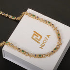 Gold Tennis Chain Necklace 6MM Colorful Rectangle